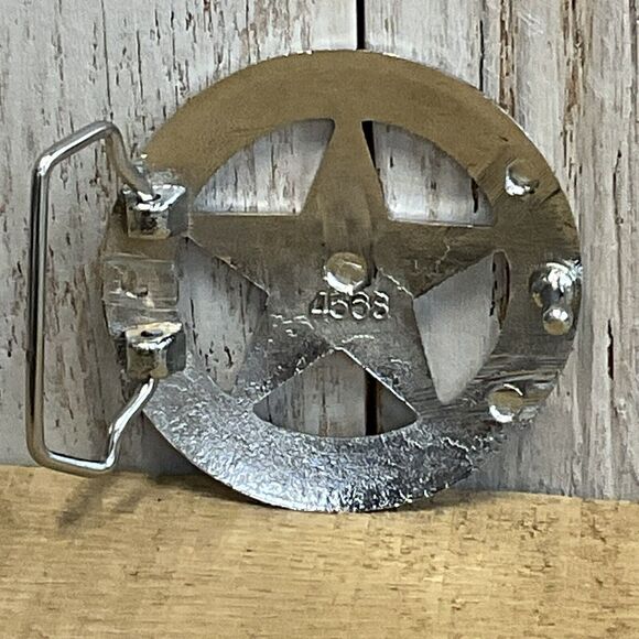 Texas Ranger Belt Buckle Mens Badge Silver Tone Western Star - Picture 4 of 5